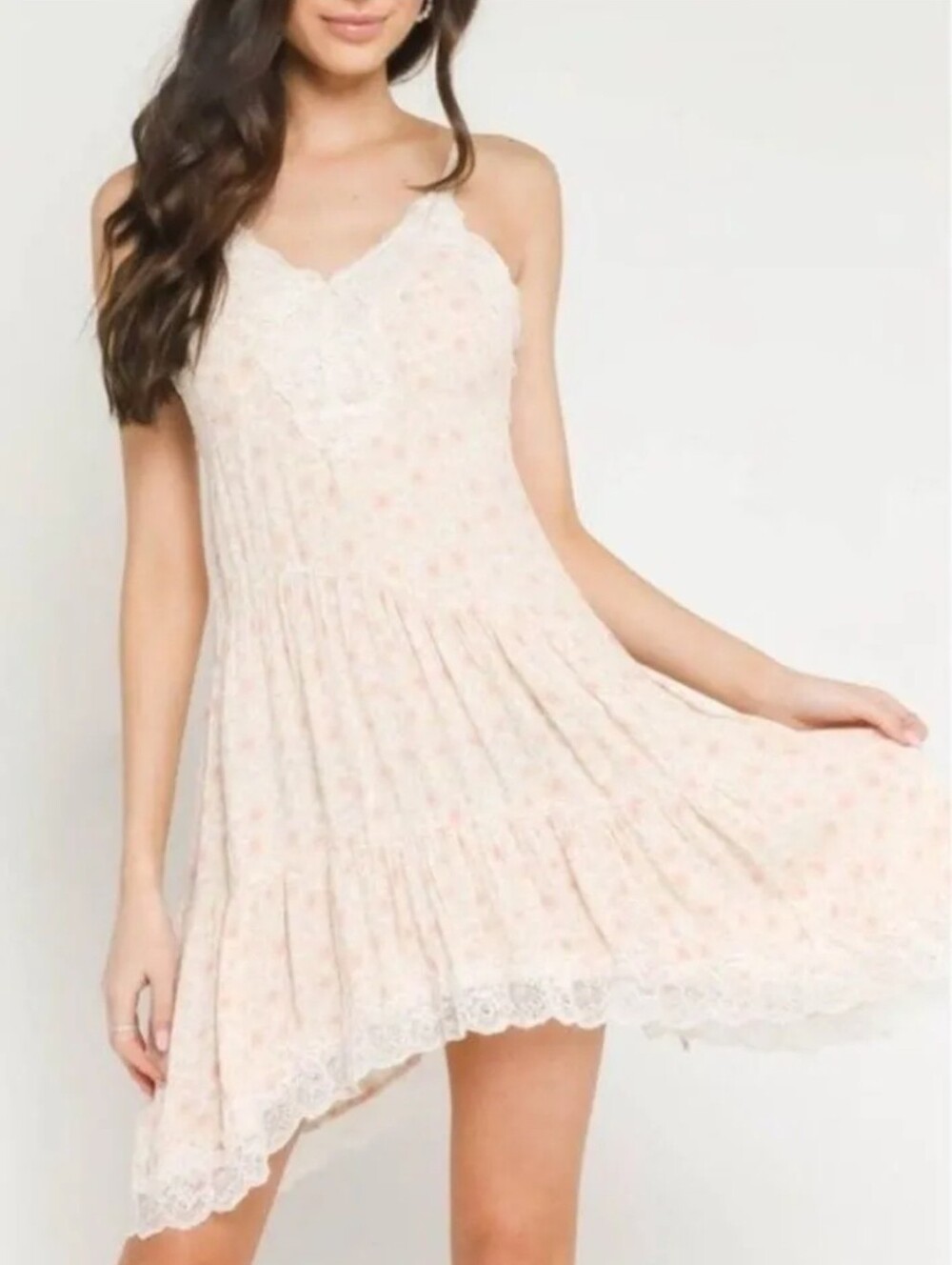 Olivaceous Boho Floral Lace Tie-Back Mini Dress Size M. NWT
